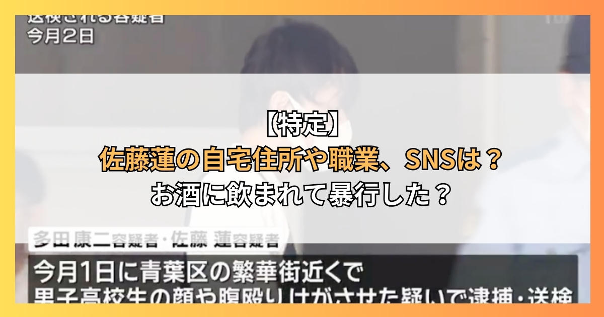 【特定】佐藤蓮の自宅住所や職業、SNSは？お酒に飲まれて暴行した？