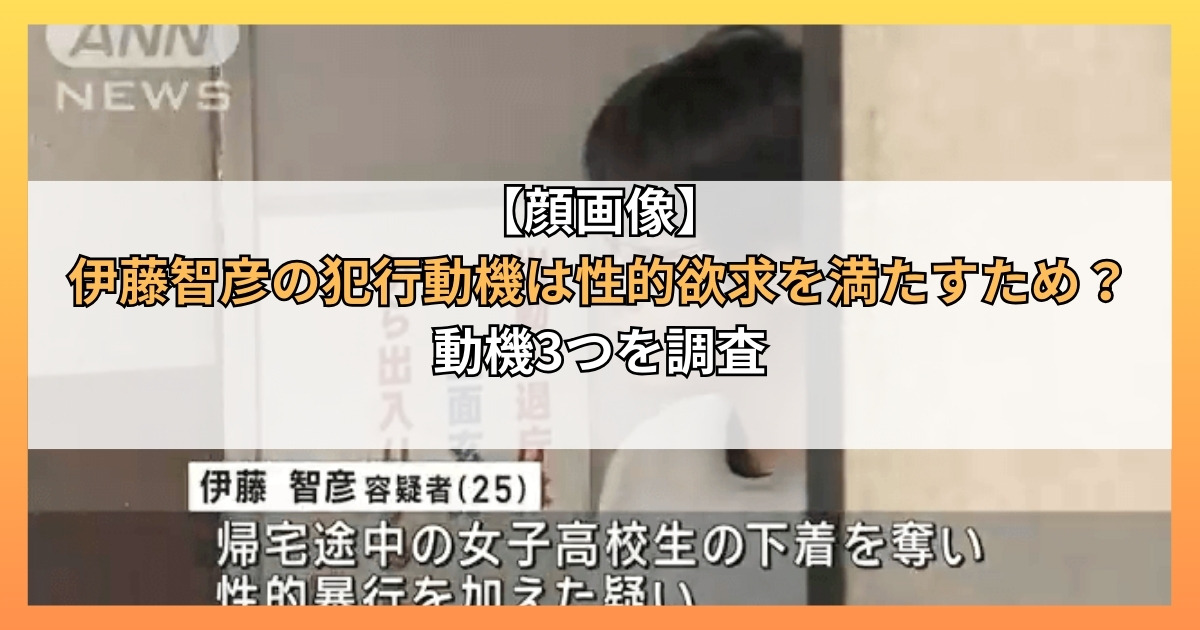 【顔画像】伊藤智彦の犯行動機は性的欲求を満たすため？動機3つを調査